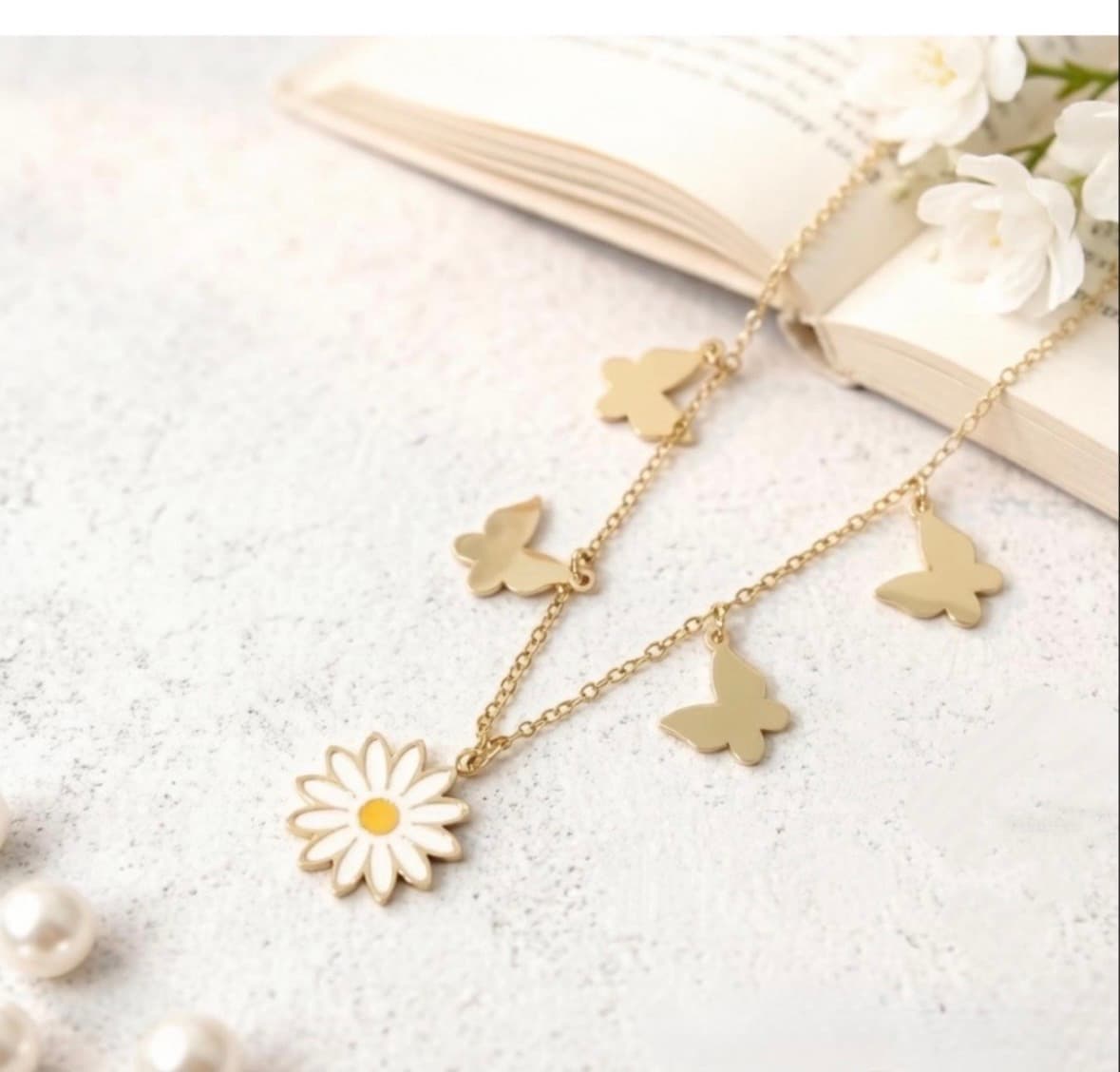 Butterfly Flower Stainless Necklace
