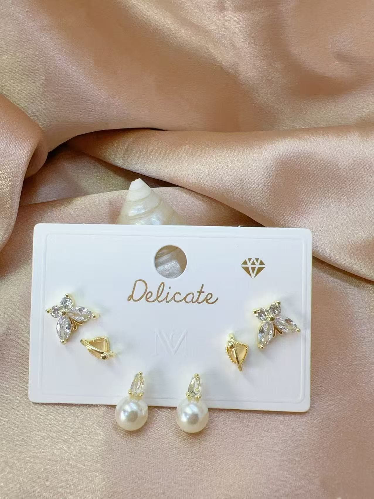 Pearl 3-Pair Earrings Set