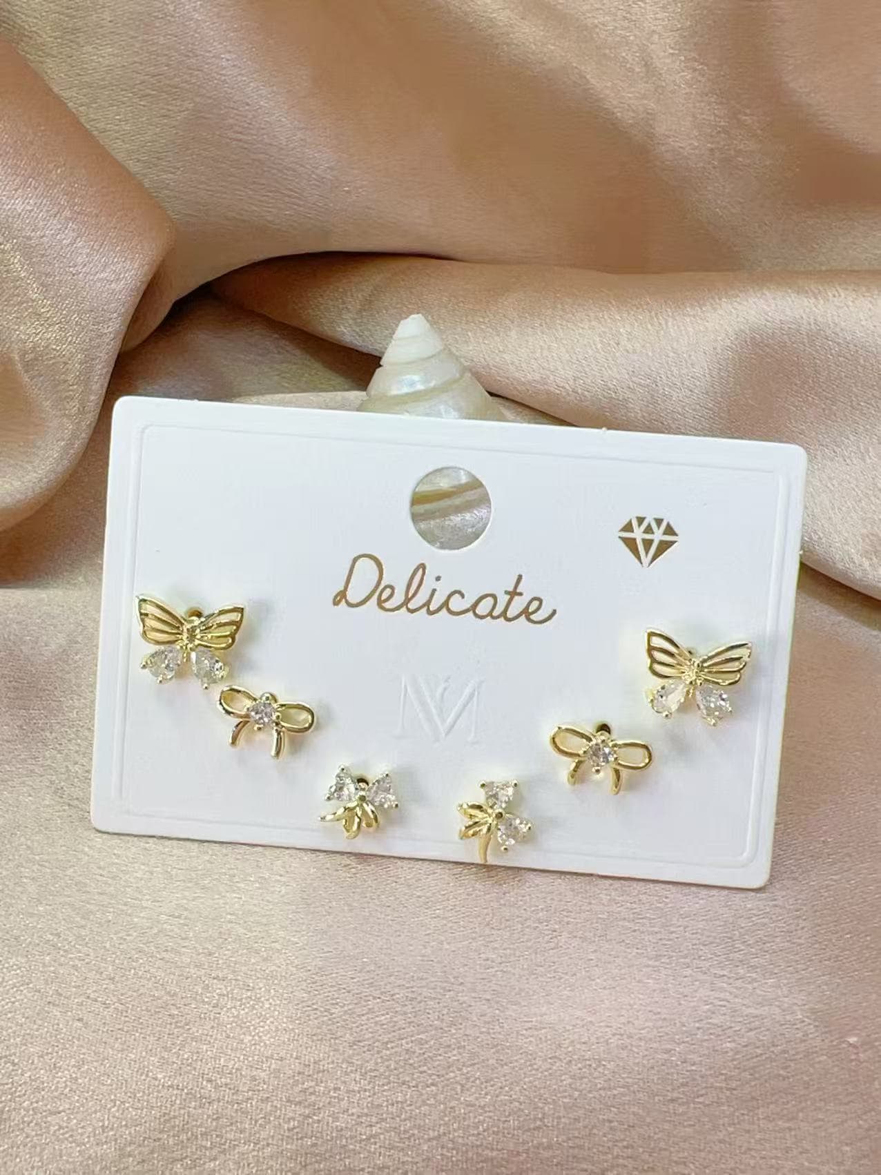 Butterfly 3 Pair Earrings Set
