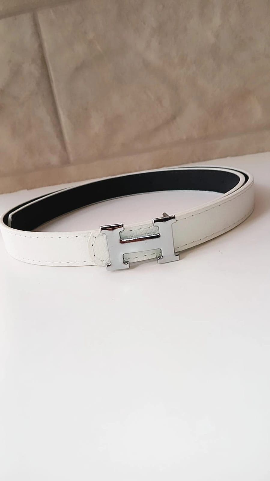 H Silver White Belt 2 cm