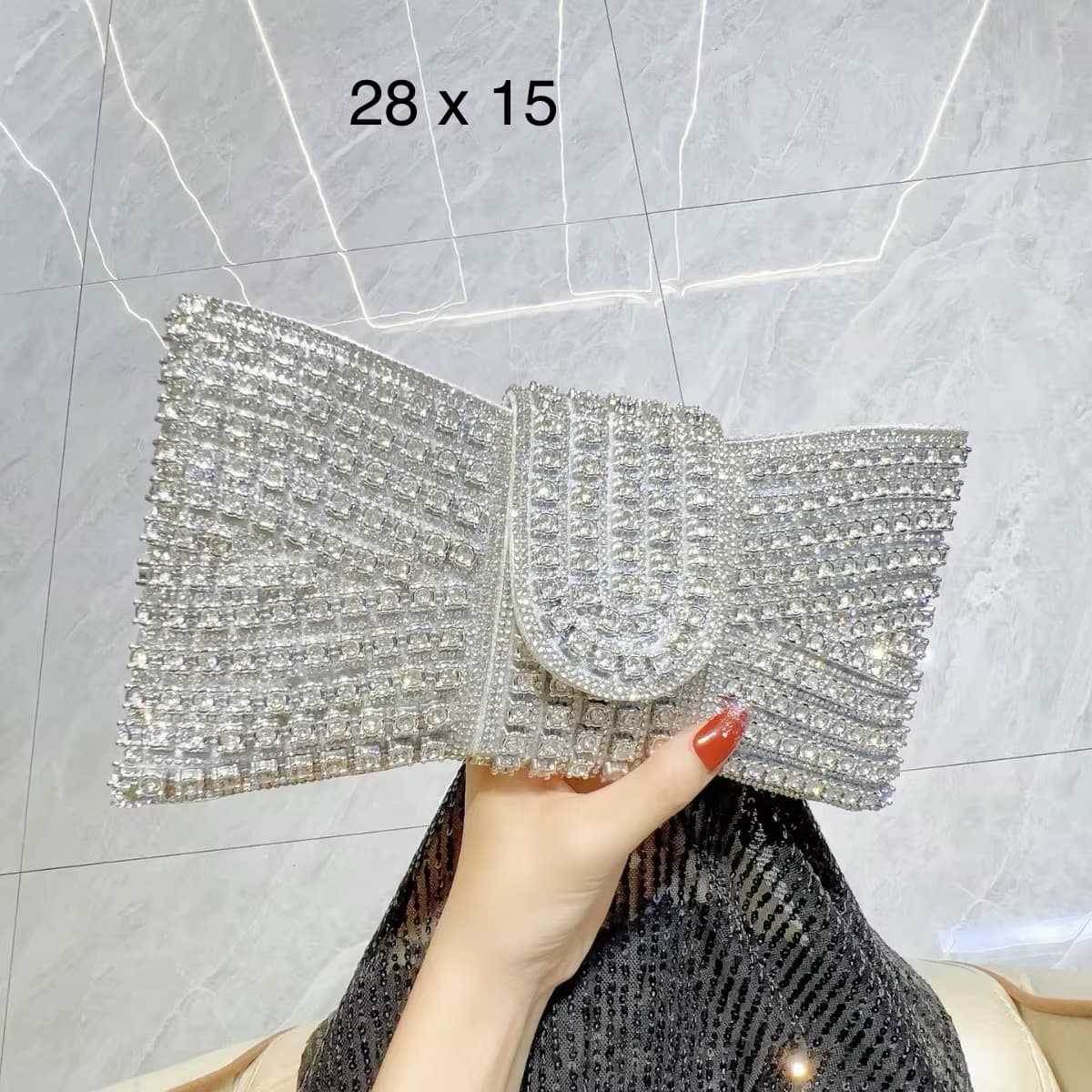 Rhinestone-Encrusted Silver Clutch